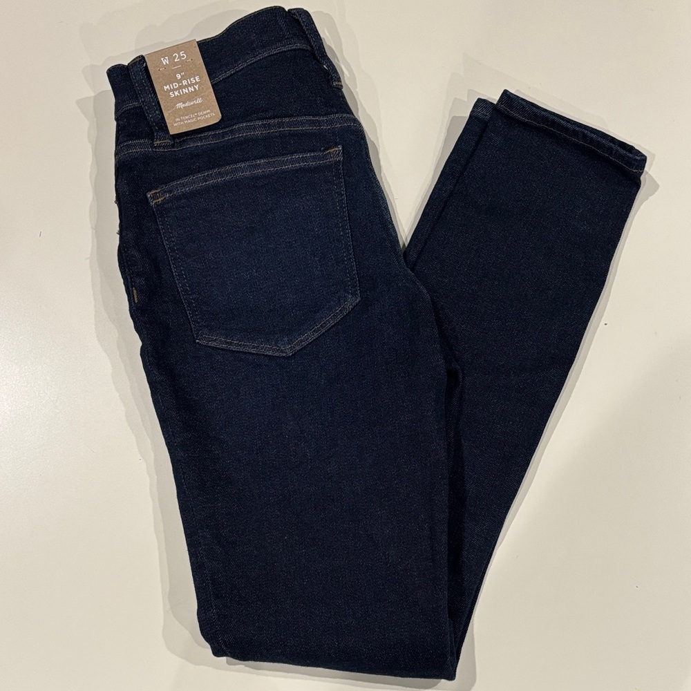 Madewell 9” Mid-Rise Skinny Jeans Tencel Denim w/Magic Pockets w25